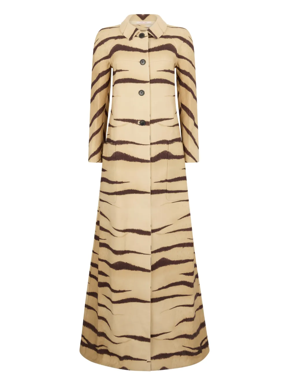 Valentino Garavani buttoned tiger-print coat - Nude