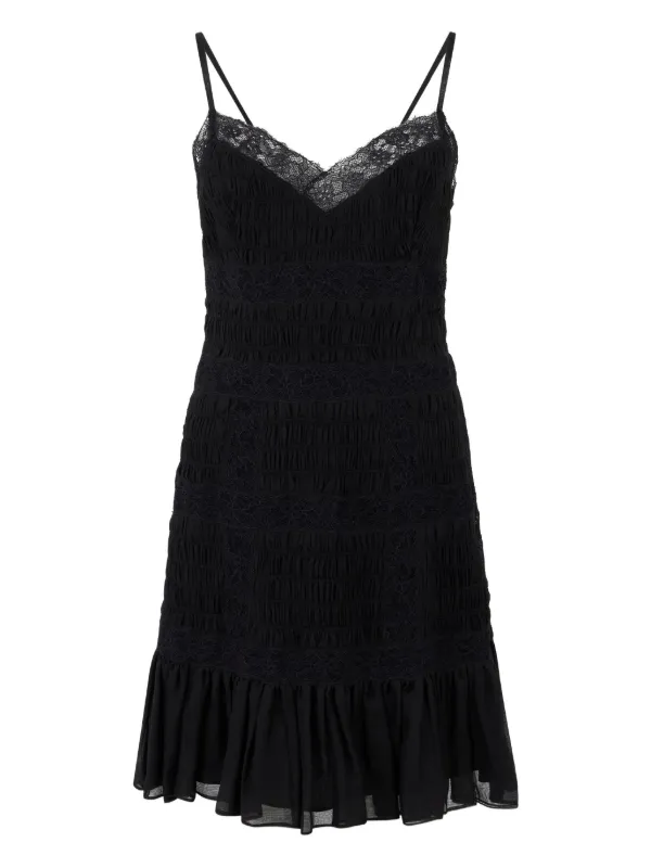 Valentino Garavani Lace-trim Ruffled Dress in Black