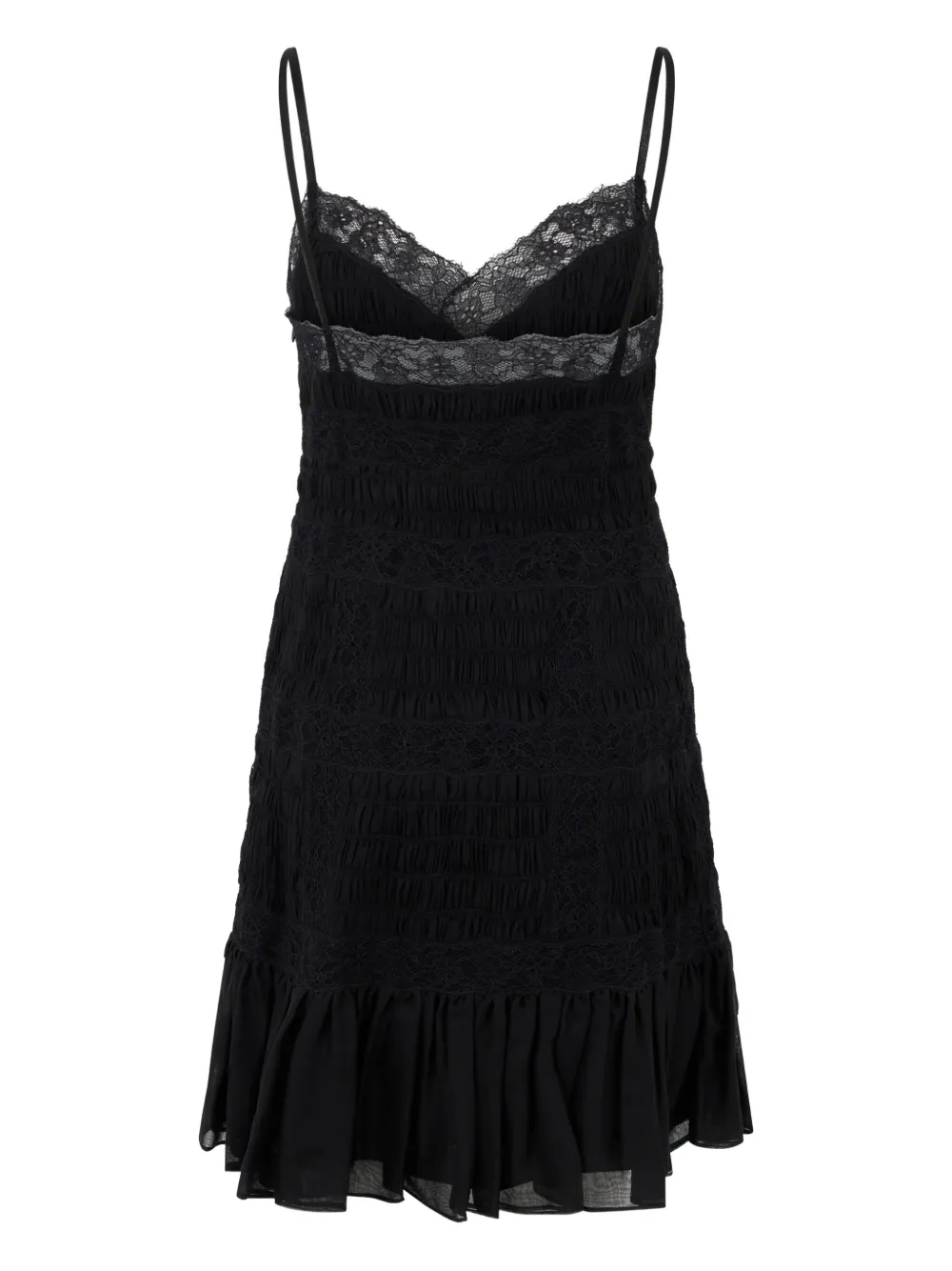 Valentino Garavani lace-trim ruffled dress - Zwart