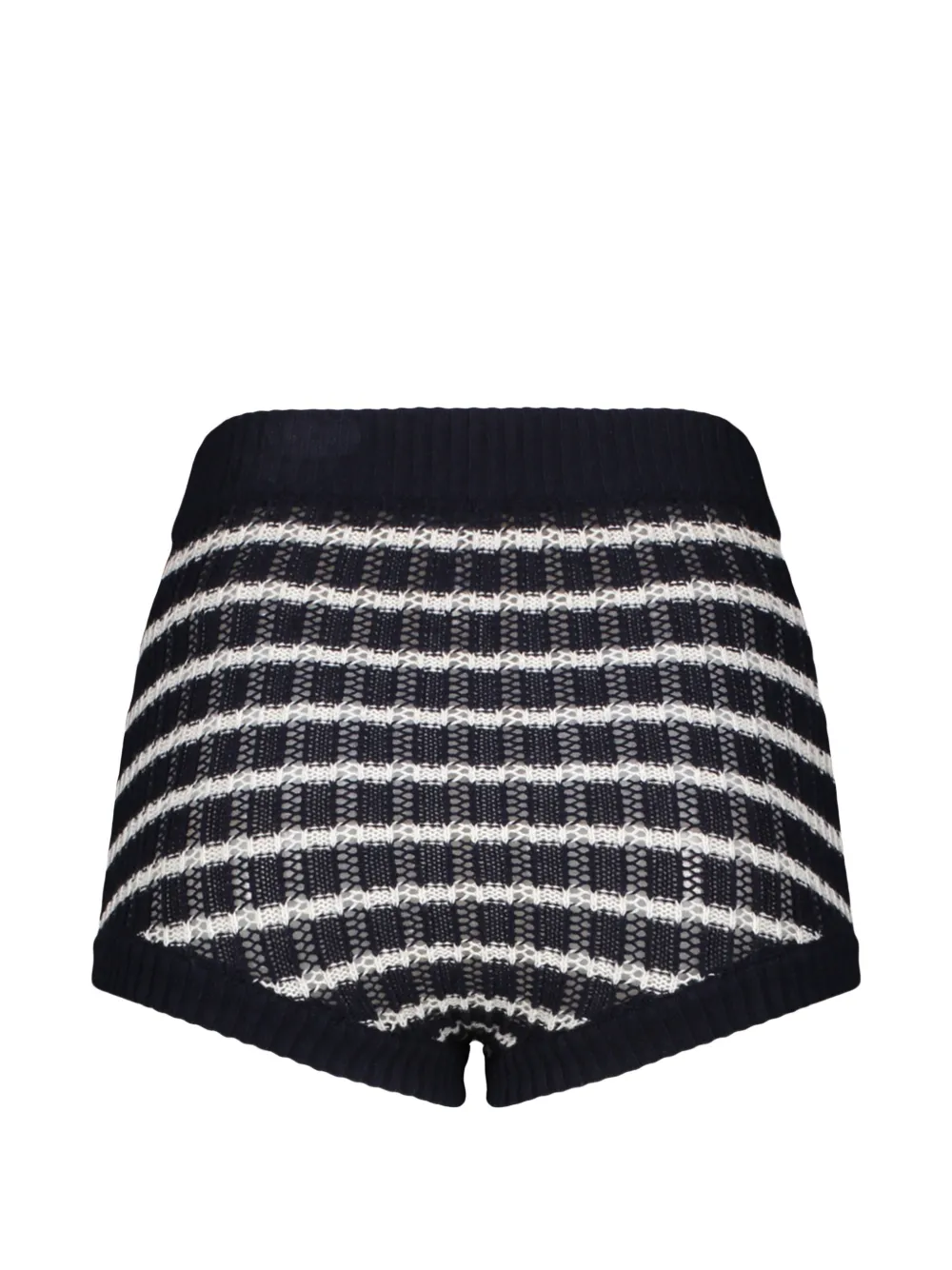 RED Valentino Pointelle gestreepte gebreide shorts Zwart