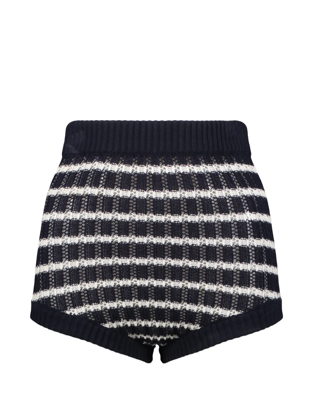 RED Valentino striped pointelle-knit shorts - Nero
