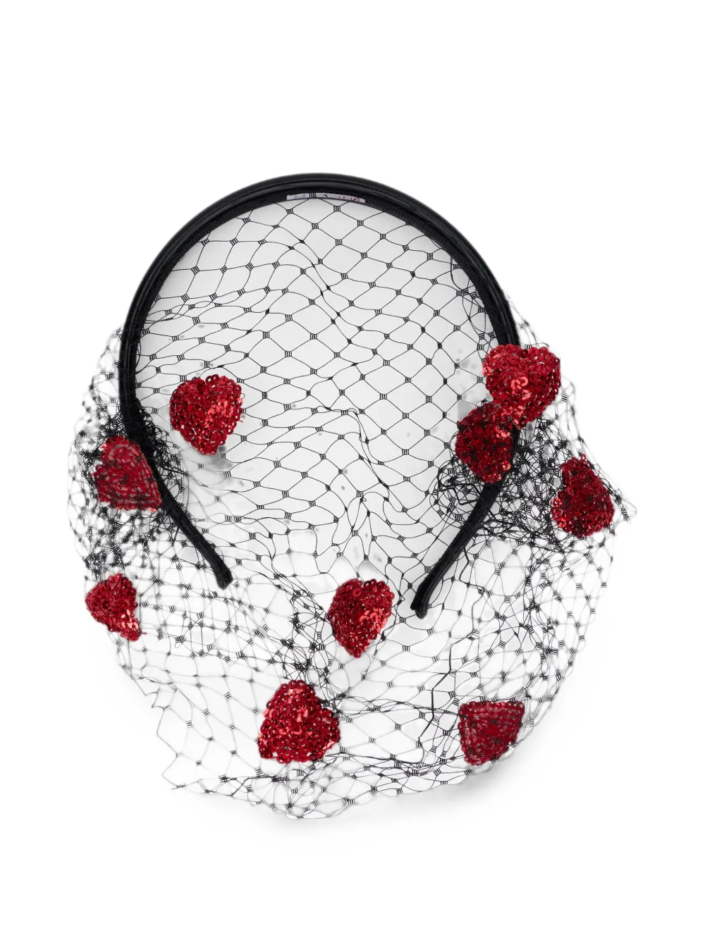RED(V) sequin-heart mesh headband - Schwarz