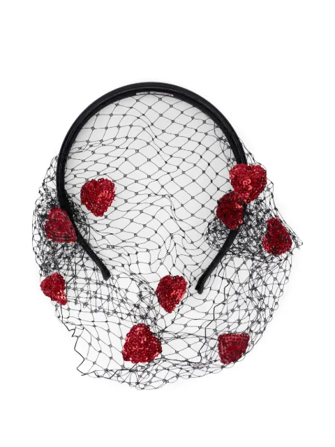 RED(V) sequin-heart mesh headband
