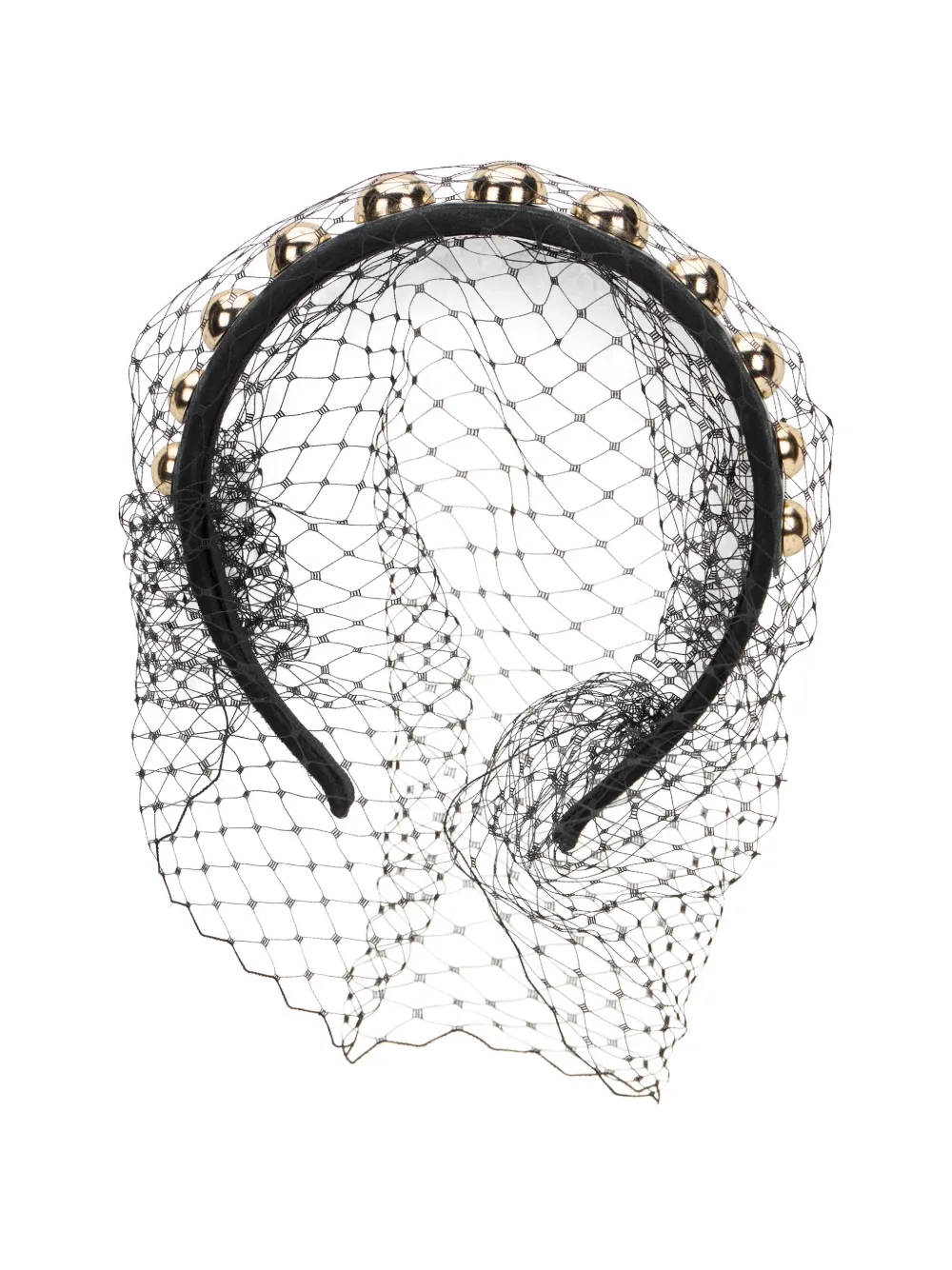 RED(V) beaded veil headband - Nero
