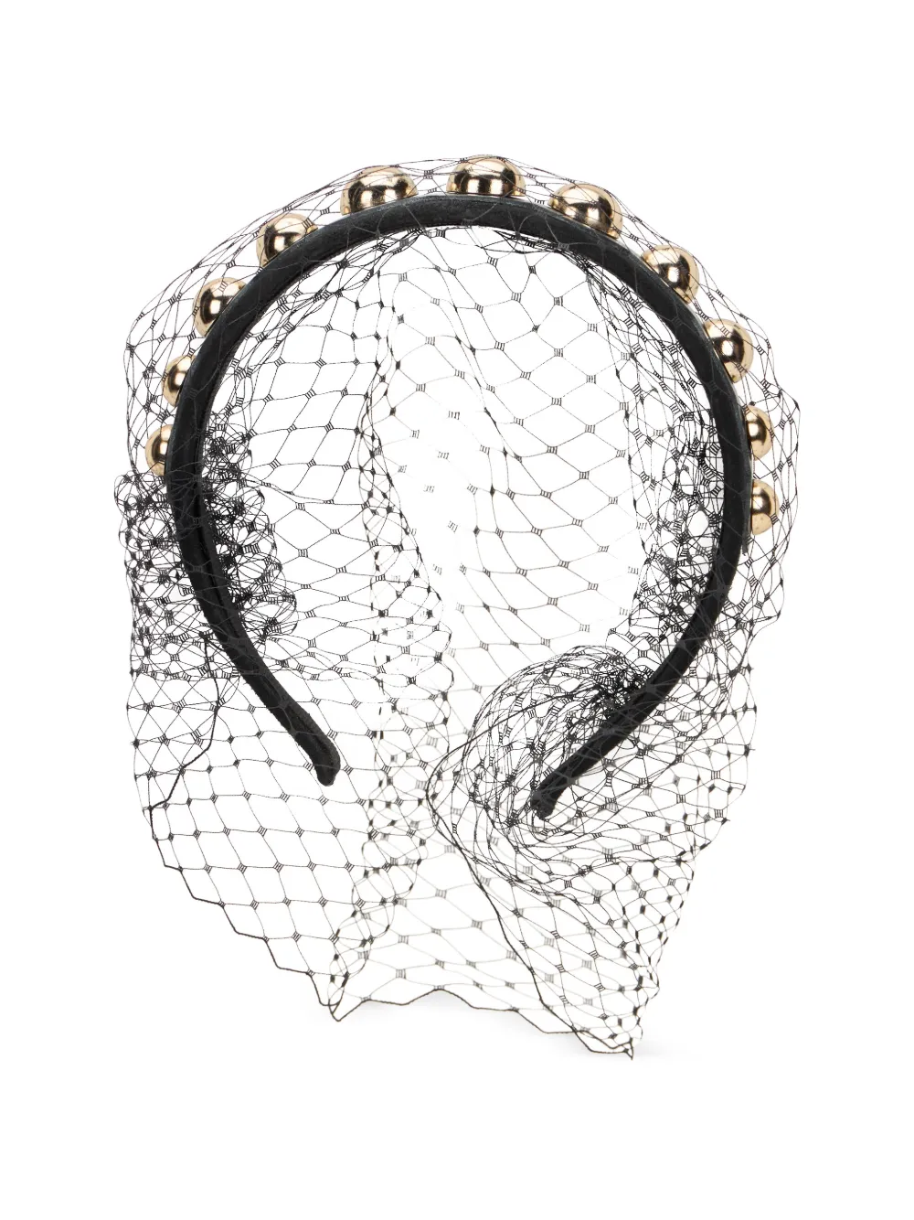 RED(V) beaded veil headband - Nero