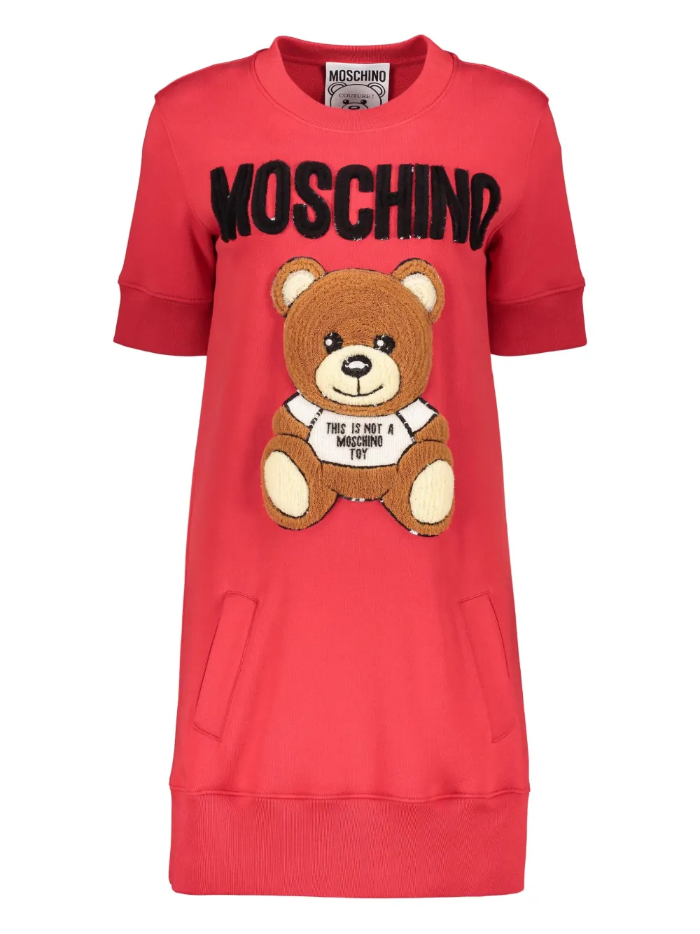 Moschino Teddy-bear appliqué dress Rood