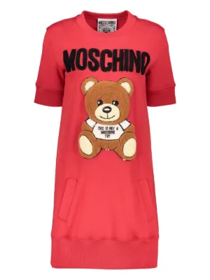 ワンピース Moschino SS25 \"TEDDY BEAR\" SHORT DRESS (04400442 1001) AW17 Moschino Baby Jeremy Scott 9 Month Red All Over Teddy