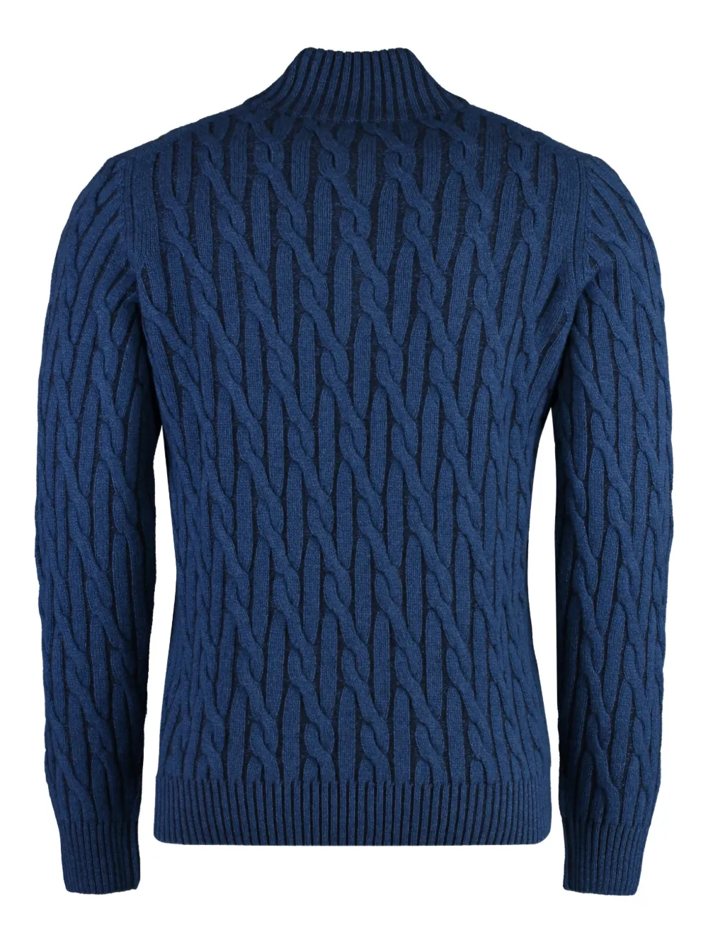 Moorer Kabelgebreide trui met rits Blauw