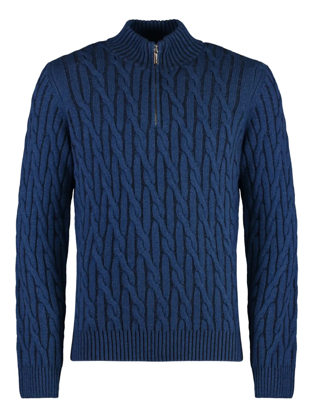 Moorer cable-knit zip-neck sweater Blauw
