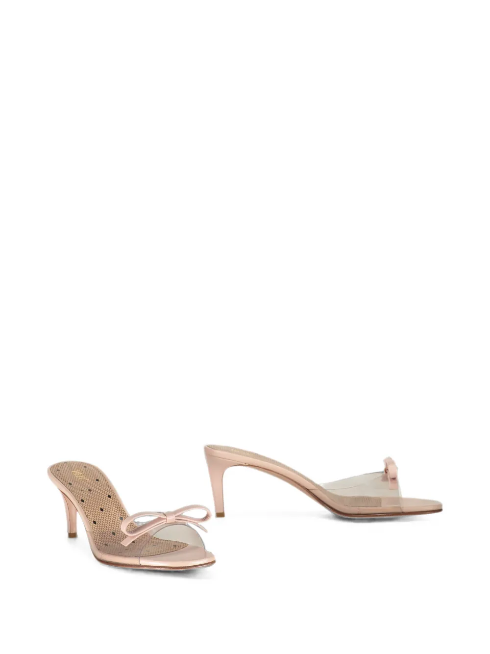RED(V) bow-detail transparent mules Roze