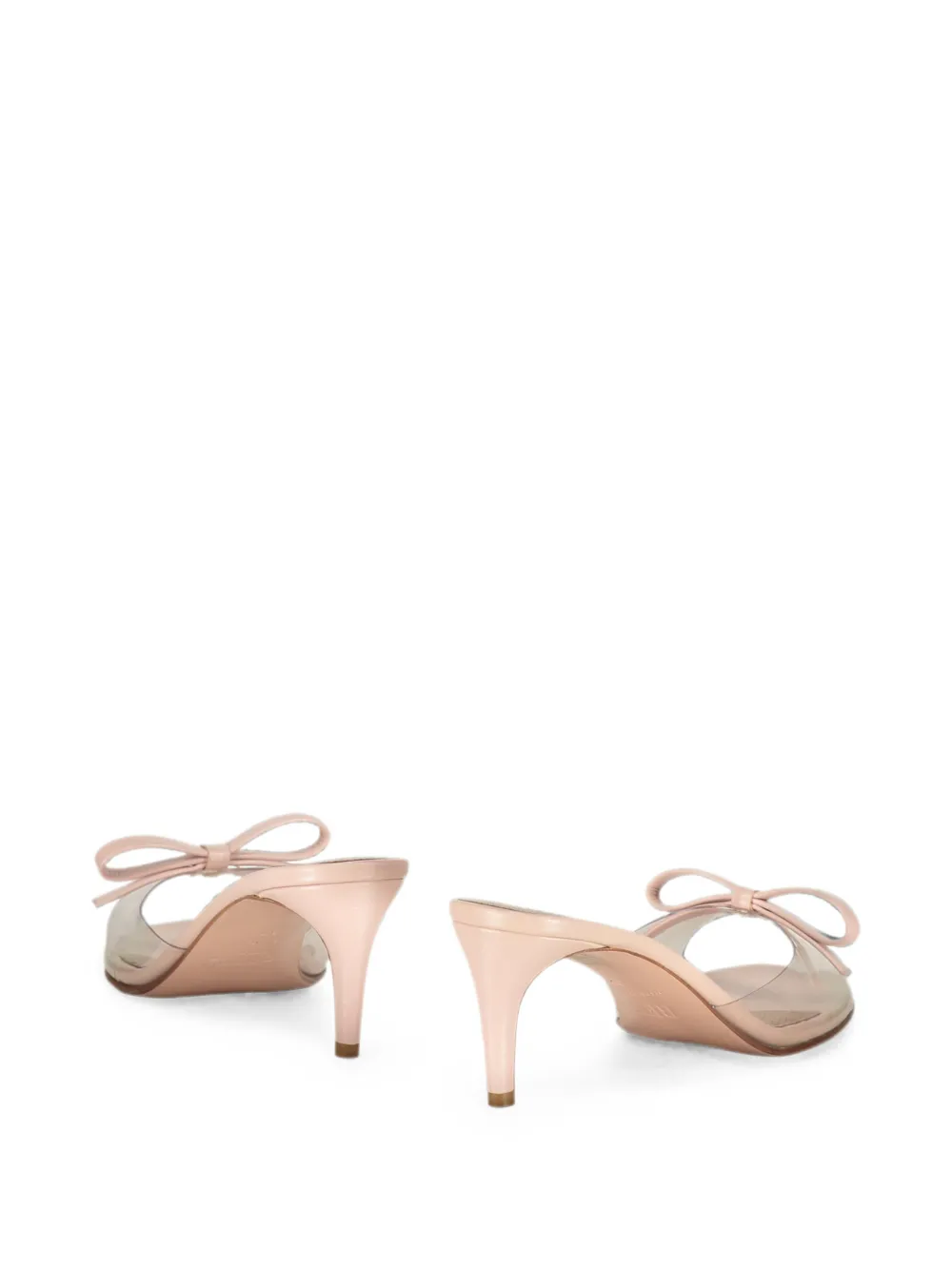 RED(V) bow-detail transparent mules Roze