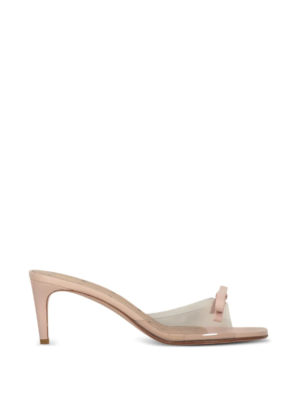 RED(V) bow-detail transparent mules Roze