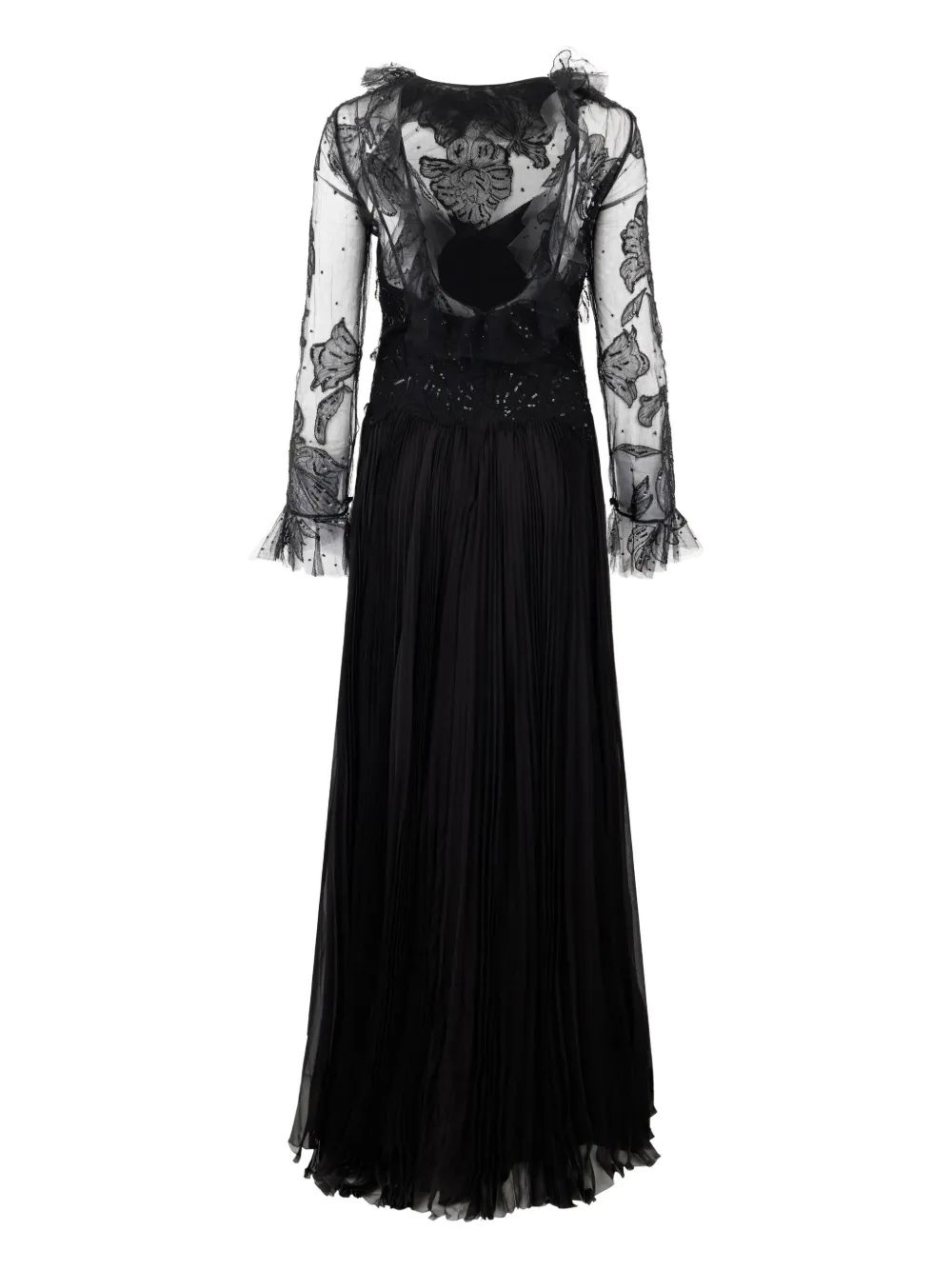 Valentino Garavani pleat-detail embellished dress - Zwart