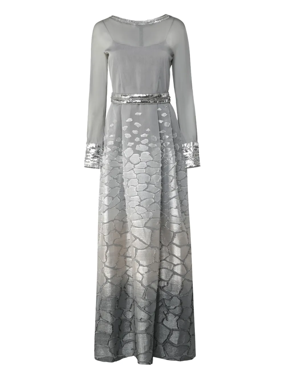 Alberta Ferretti embellished-belt maxi dress - Grey