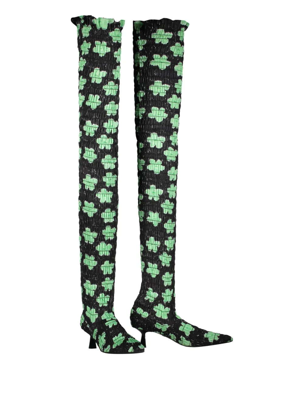 Amy Crookes 50mm Floral-print Boots In Black