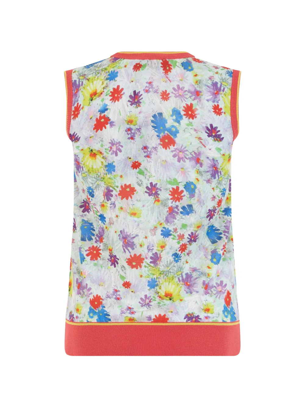 Moorer Top met bloemenprint en geribbelde afwerking Wit
