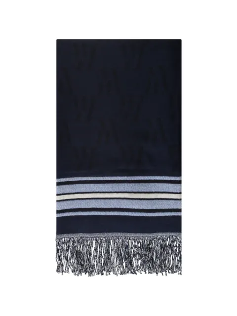 Moorer logo-jacquard fringed scarf