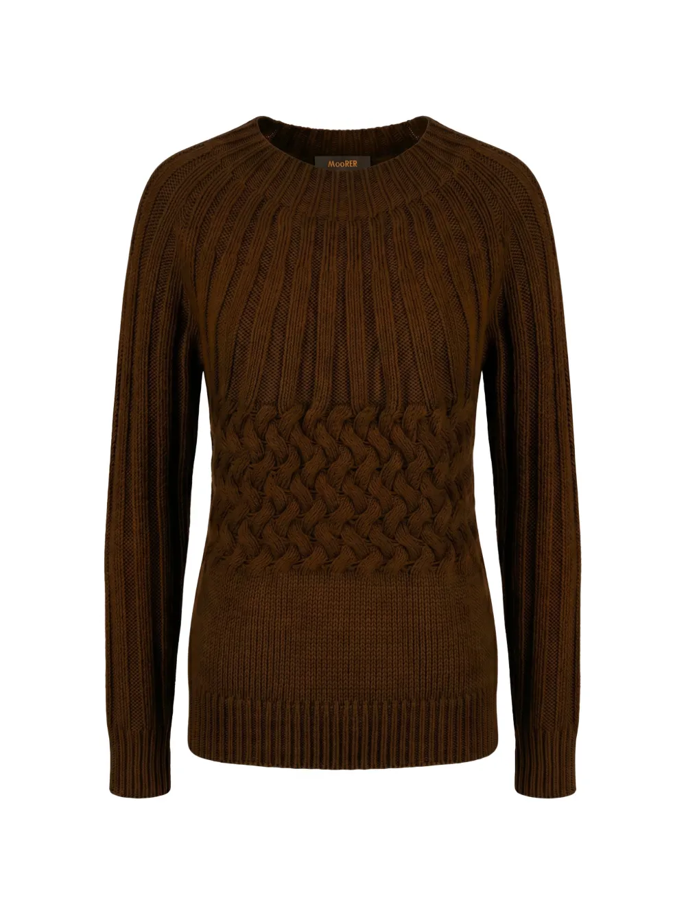 Moorer Anetta Cable-knit Ribbed Sweater In Brown