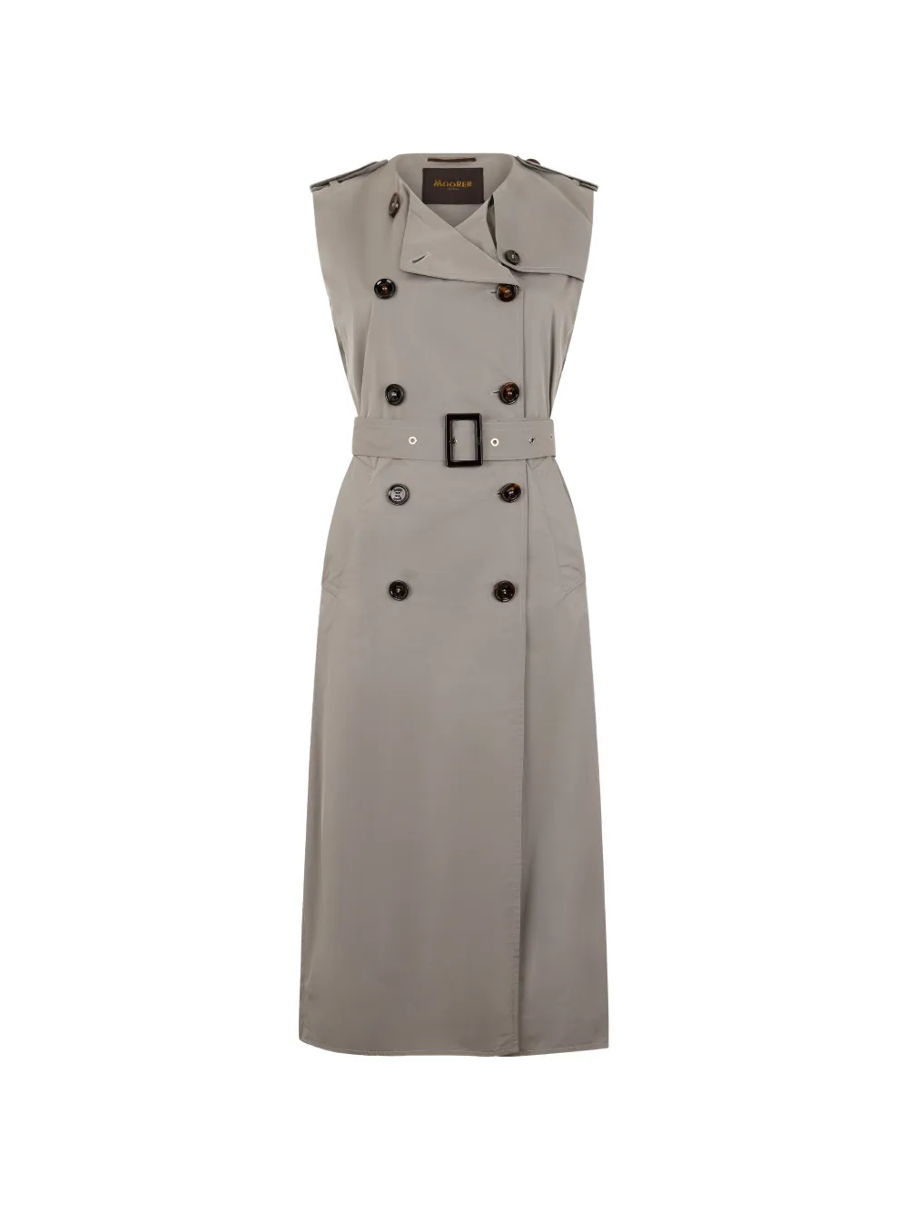 Moorer sleeveless double-breasted belted coat - Grigio