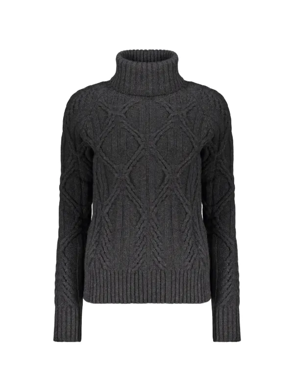 Moorer Anna Cable-knit Roll-neck Sweater in Grey