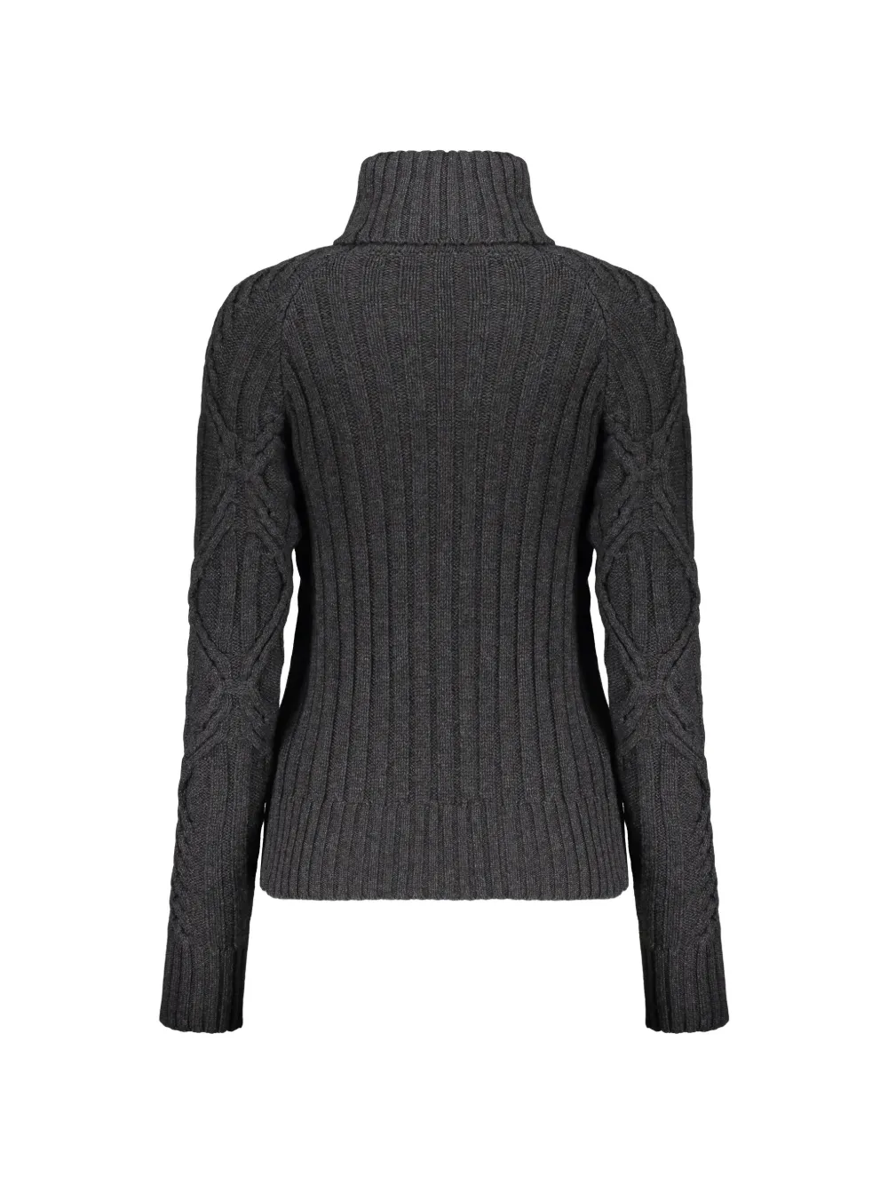 Moorer Anna Cable-knit Roll-neck Sweater in Grey, view 2