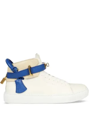 美品◎BUSCEMI ブシェミ ハイカットスニーカー ゴールドのバックル付き 黒 ブシェミ ハイカット ブーツ スニーカー 南京錠 ゴールド プレートの