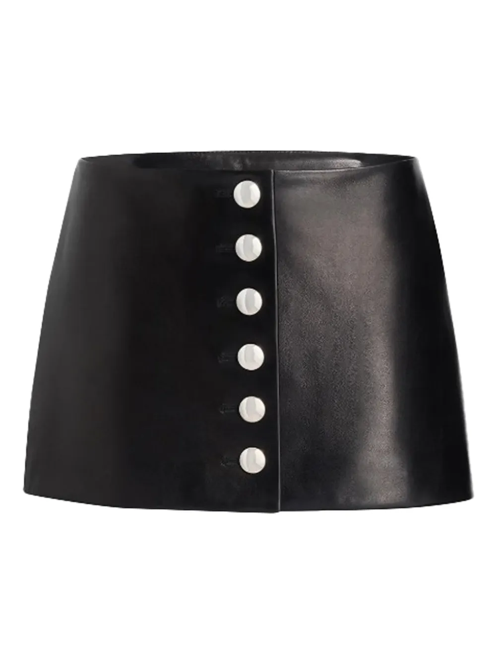 KHAITE Leren mini-rok met knoopdetail Zwart