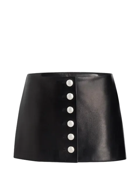 KHAITE button-front leather mini skirt