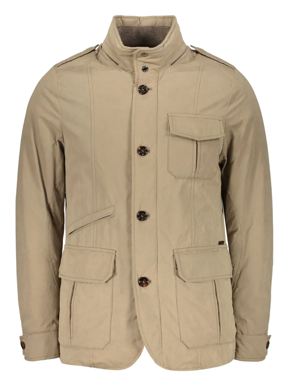 Moorer Casual Beige Jacket With Elegant Button Closure In Brown