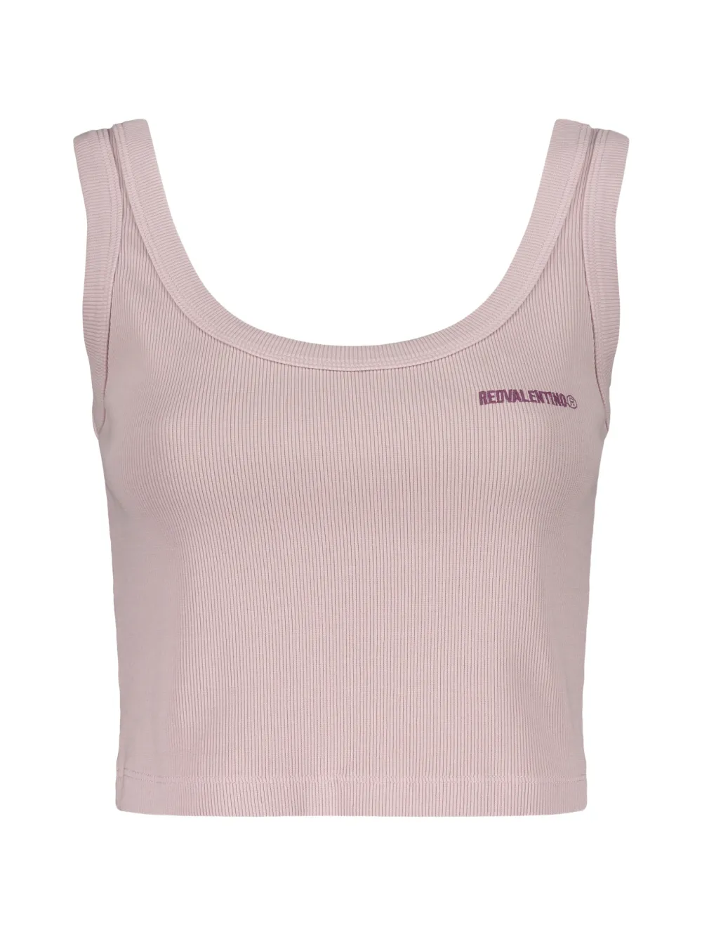 RED Valentino embroidered logo ribbed-knit top - Rosa