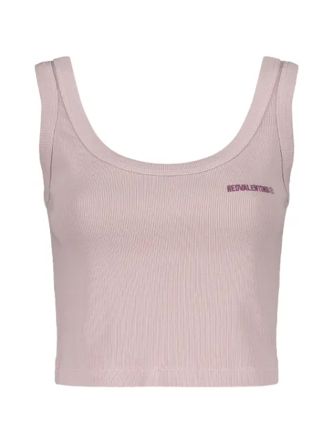 RED Valentino embroidered logo ribbed-knit top