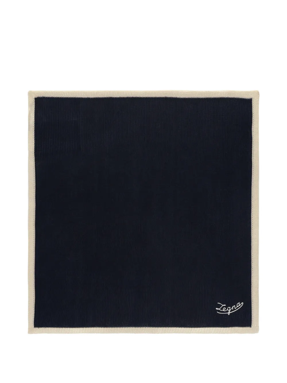 Zegna logo-embroidered contrast-border pocket square - Blu