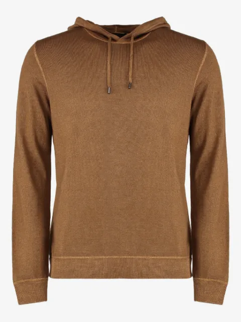 Moorer hooded ribbed sweater