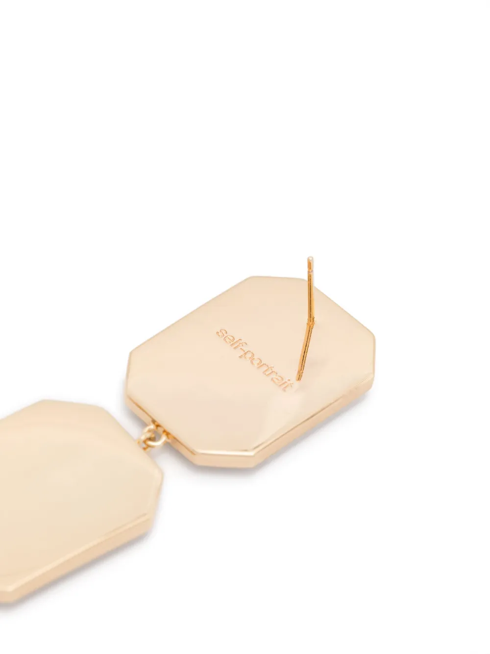 Self-portrait Geometric Gold-tone Crystal Earrings In Gold