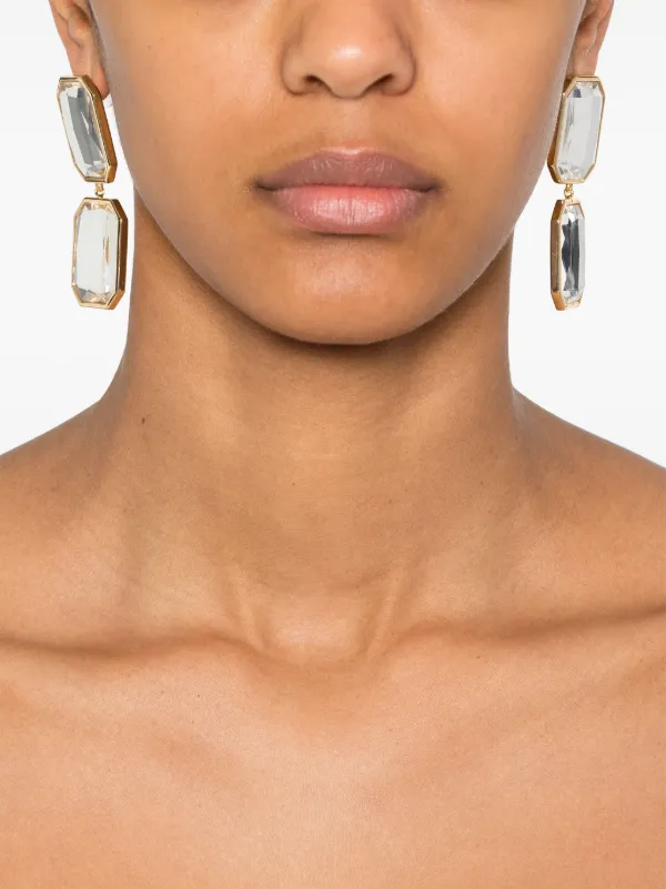 Self-Portrait Crystal Tiered Earrings | Gold | FARFETCH
