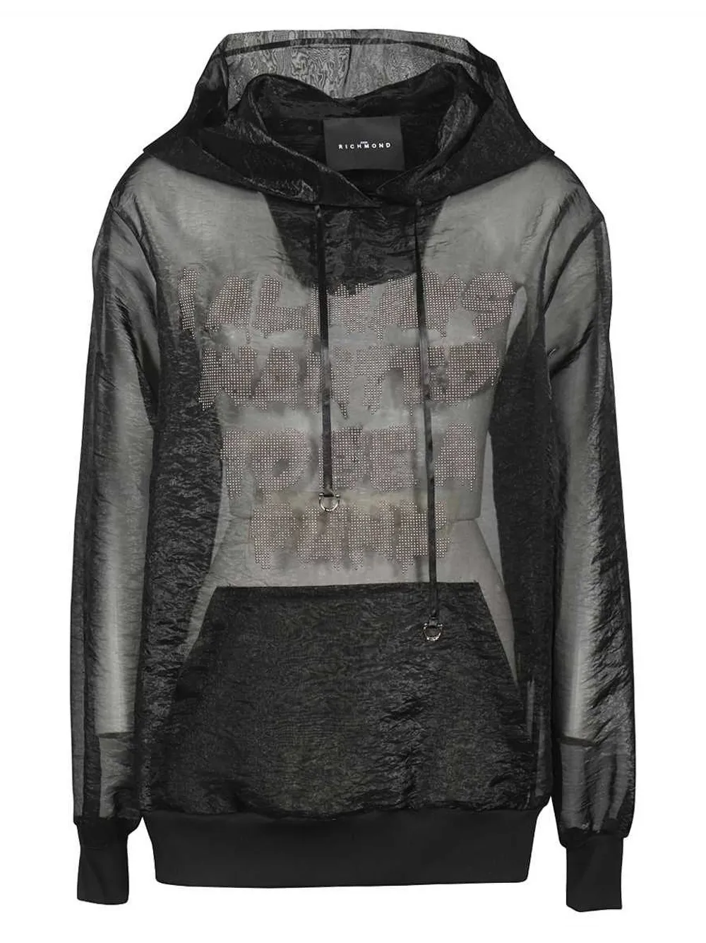 John Richmond Semi-doorzichtige hoodie Zwart