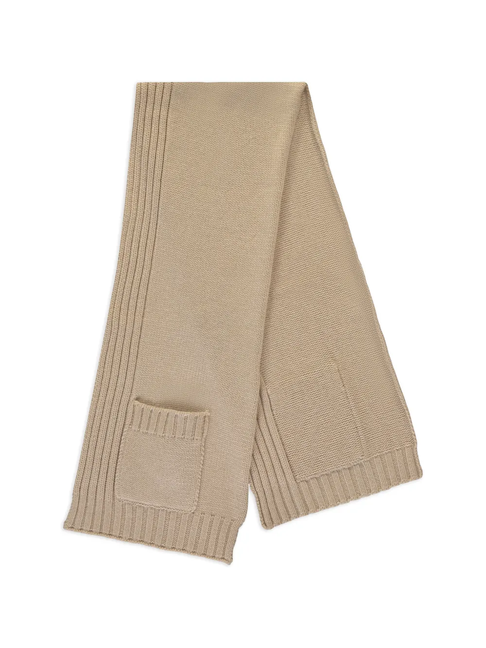 Moorer Geribbelde sjaal met opgestikte patch Beige