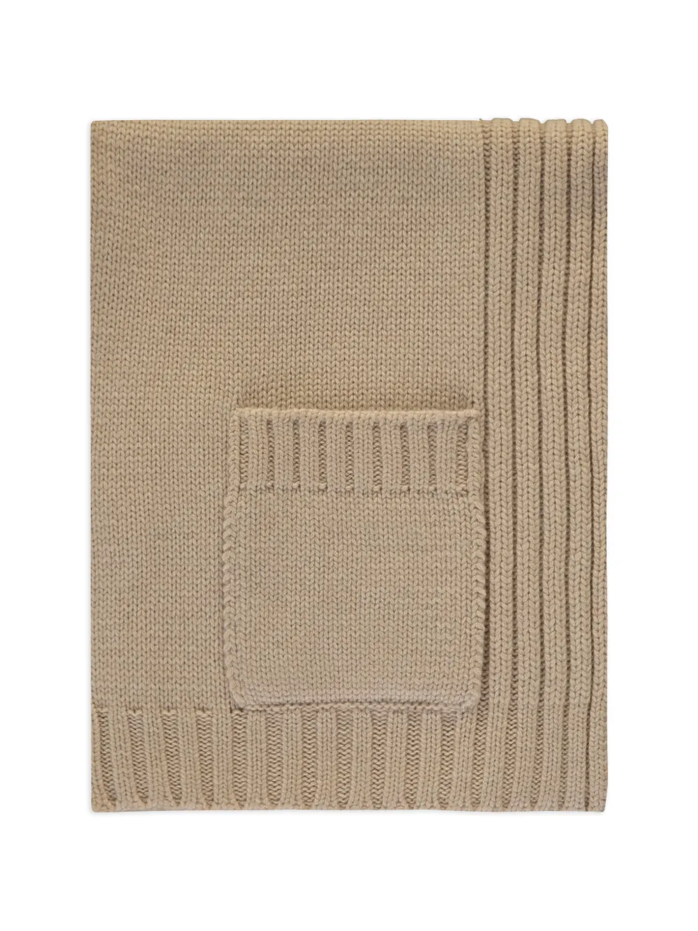 Moorer Geribbelde sjaal met opgestikte patch Beige