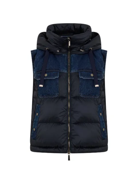 Moorer denim-panelled padded gilet
