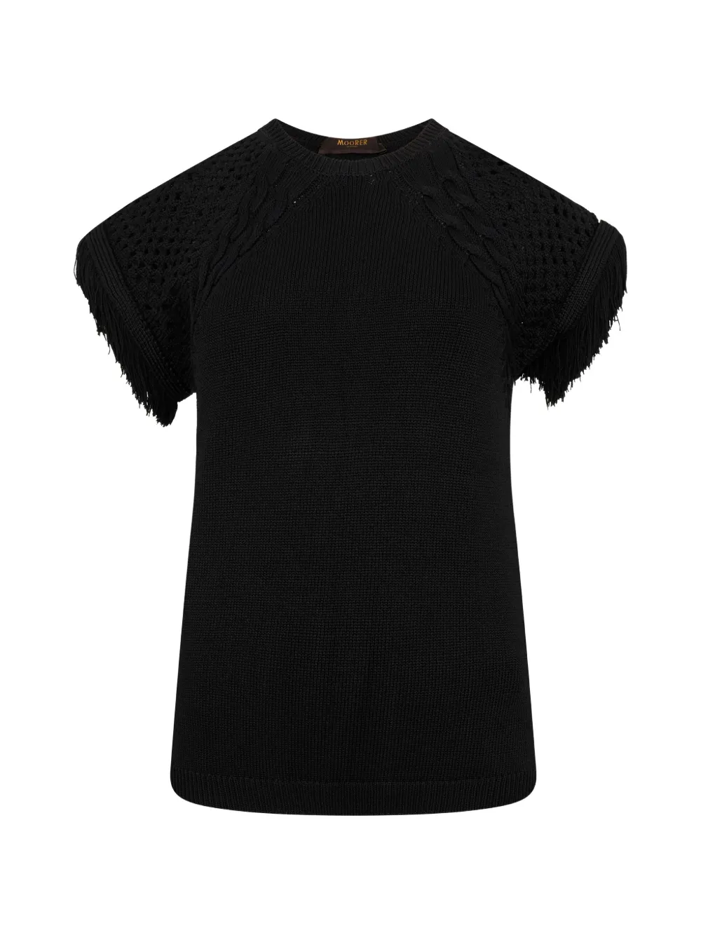 Moorer fringe-trim cable-knit sweater - Schwarz