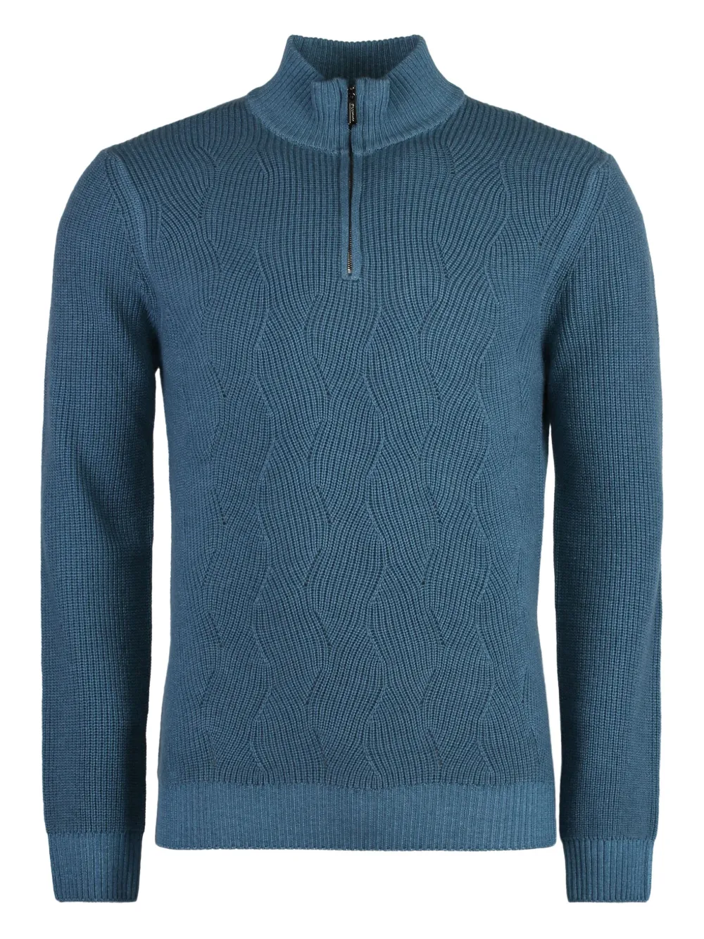 Moorer half-zip cable-knit wool sweater Blauw