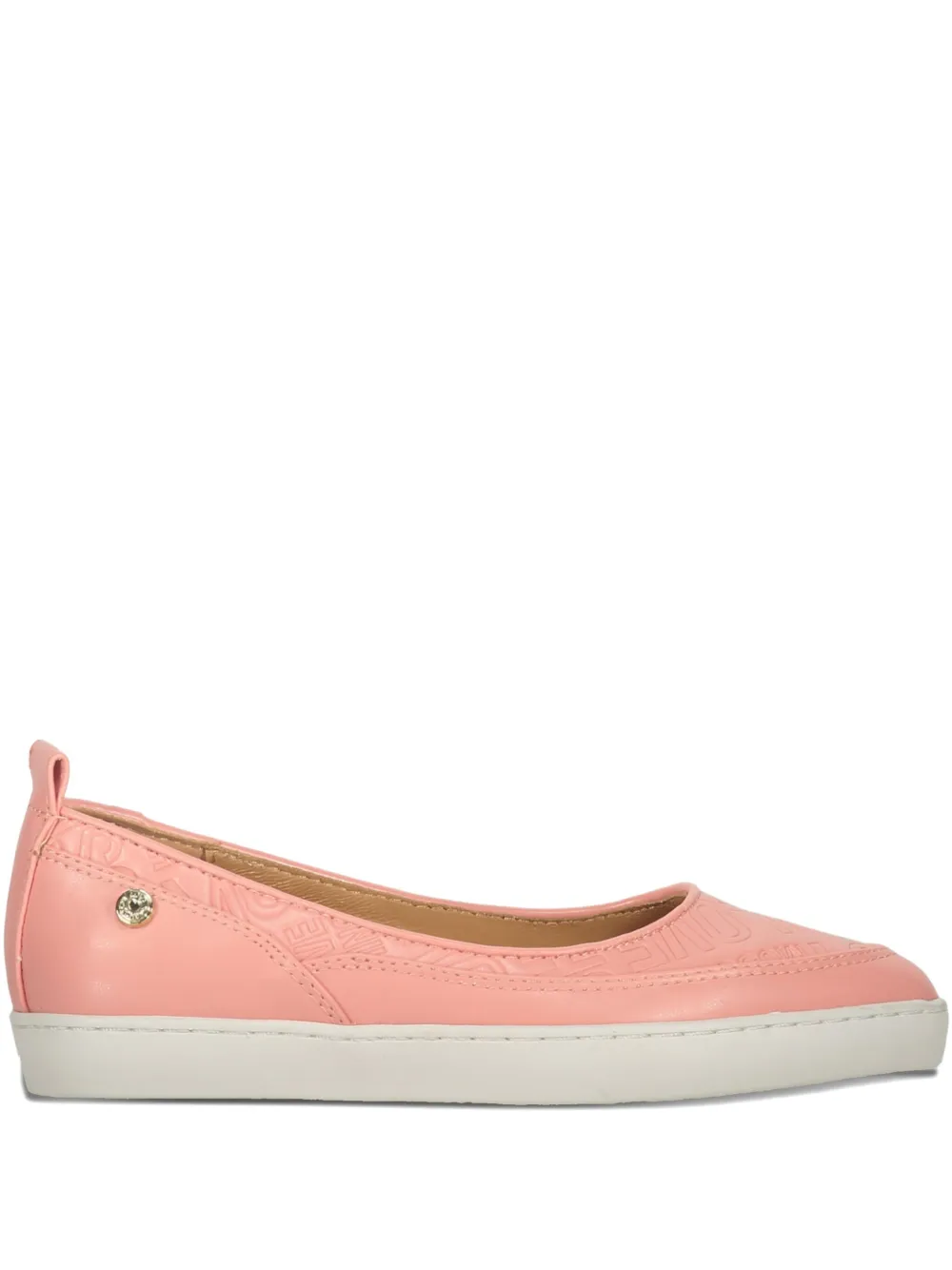 Moschino logo-plaque ballet flats Roze