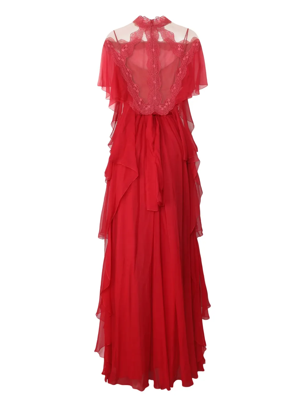 Alberta Ferretti lace-trim maxi dress - Rood