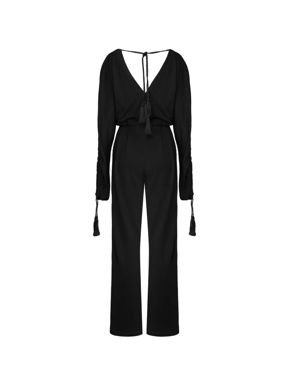 Alberta Ferretti Jumpsuit met kwastje en V-hals Zwart