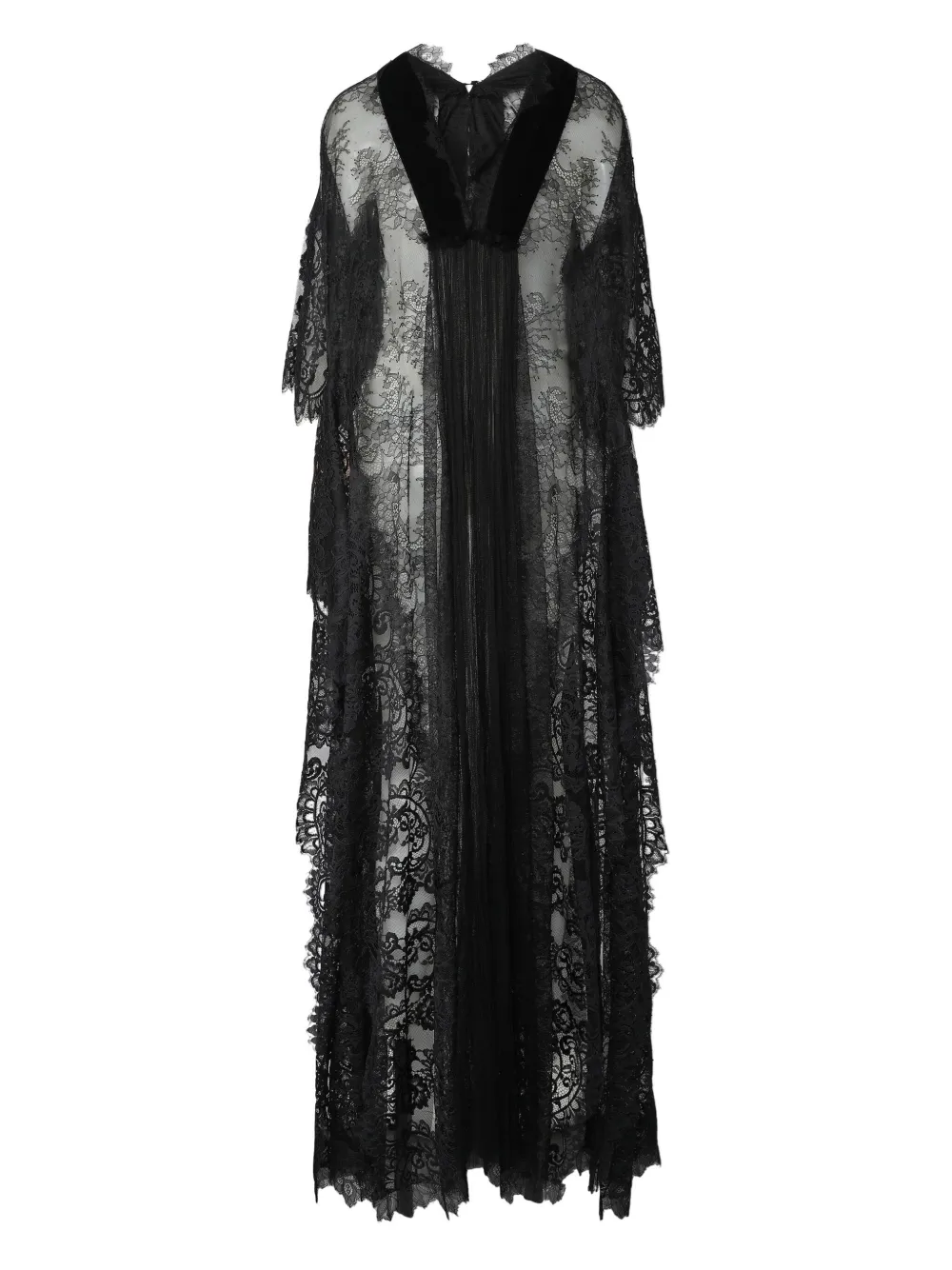 Alberta Ferretti Maxi-jurk met kant - Zwart