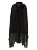 Alberta Ferretti velvet ruffled cape - Brown