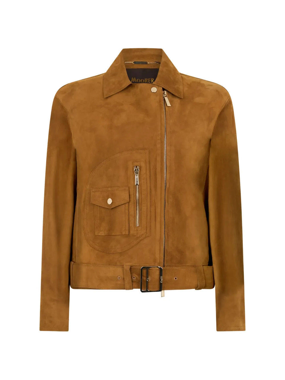 Moorer suede belted jacket - Marrone