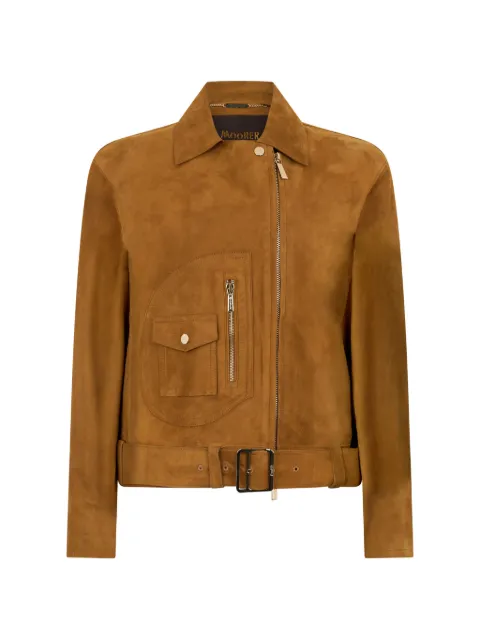 Moorer suede belted jacket
