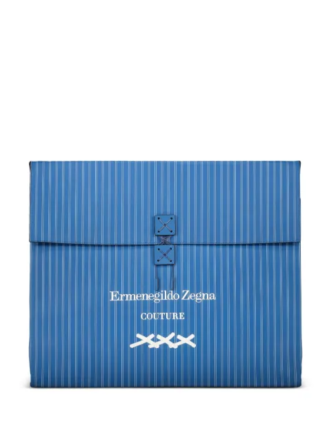 Zegna pinstripe logo-print tote bag
