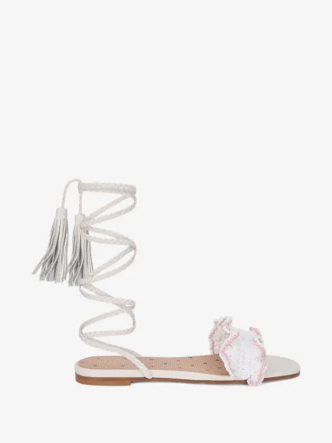RED(V) braided tassel sandals